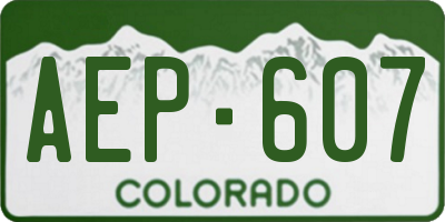 CO license plate AEP607