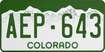 CO license plate AEP643