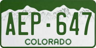 CO license plate AEP647