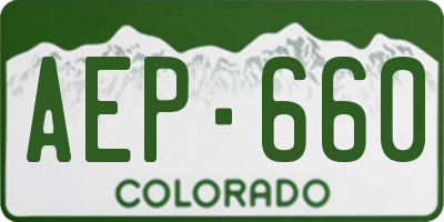 CO license plate AEP660