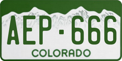 CO license plate AEP666