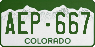 CO license plate AEP667