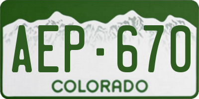 CO license plate AEP670