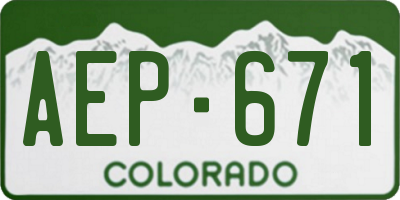 CO license plate AEP671