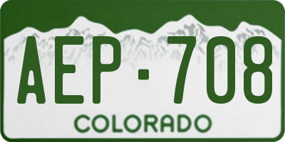CO license plate AEP708