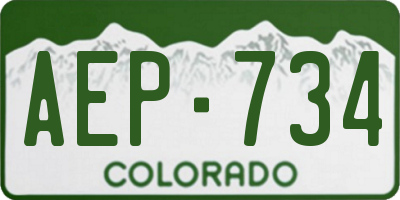 CO license plate AEP734