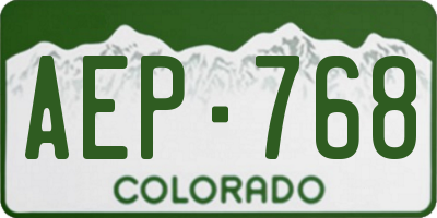 CO license plate AEP768
