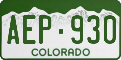 CO license plate AEP930