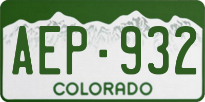 CO license plate AEP932