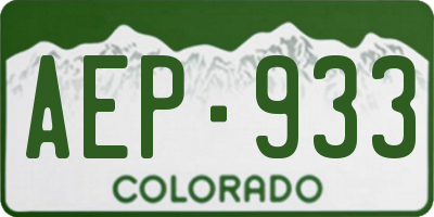 CO license plate AEP933