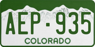 CO license plate AEP935