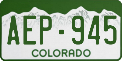 CO license plate AEP945