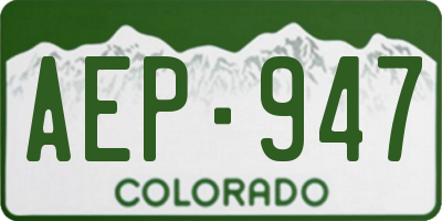 CO license plate AEP947