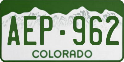 CO license plate AEP962