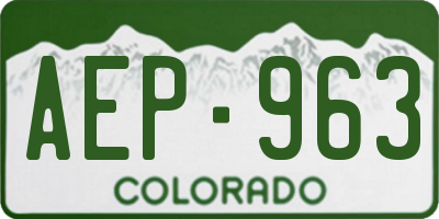 CO license plate AEP963