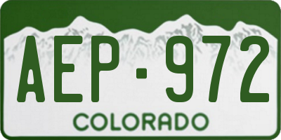 CO license plate AEP972