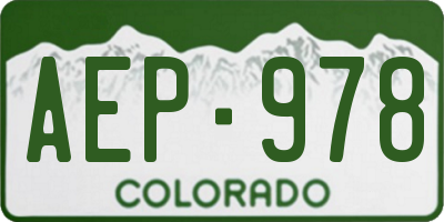 CO license plate AEP978