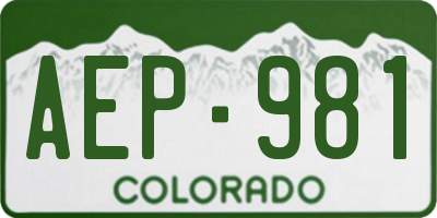 CO license plate AEP981
