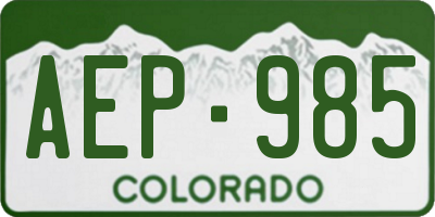 CO license plate AEP985