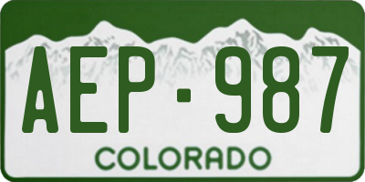 CO license plate AEP987