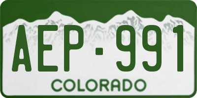 CO license plate AEP991