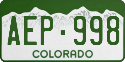CO license plate AEP998