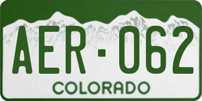 CO license plate AER062