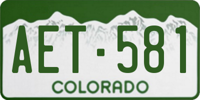 CO license plate AET581