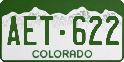 CO license plate AET622