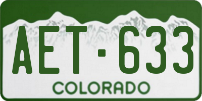 CO license plate AET633