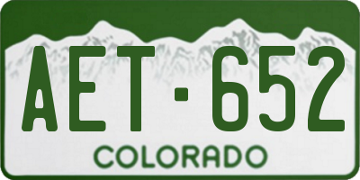 CO license plate AET652
