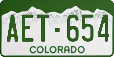 CO license plate AET654