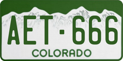 CO license plate AET666