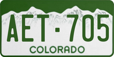 CO license plate AET705