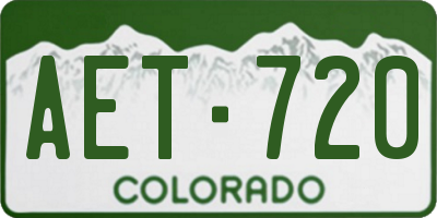 CO license plate AET720