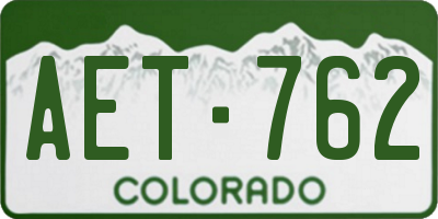 CO license plate AET762