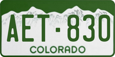 CO license plate AET830