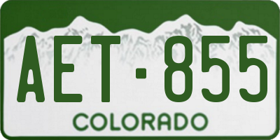 CO license plate AET855