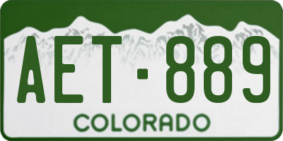 CO license plate AET889