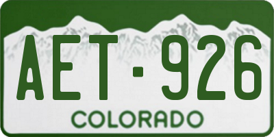 CO license plate AET926