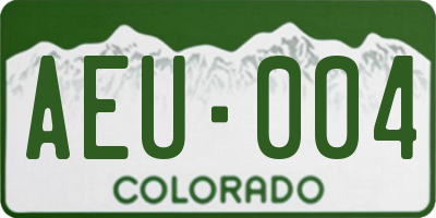 CO license plate AEU004