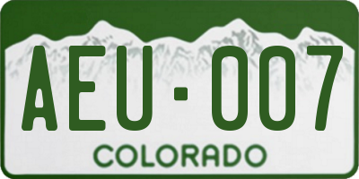 CO license plate AEU007