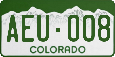 CO license plate AEU008