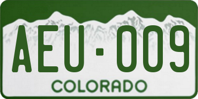 CO license plate AEU009