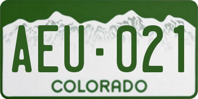 CO license plate AEU021