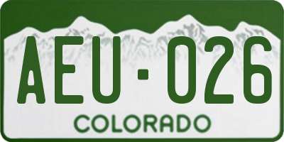 CO license plate AEU026
