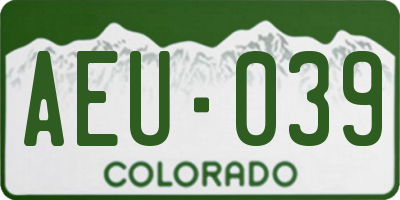 CO license plate AEU039