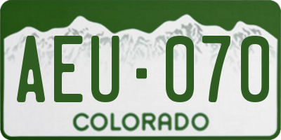 CO license plate AEU070