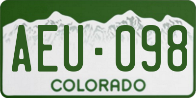 CO license plate AEU098