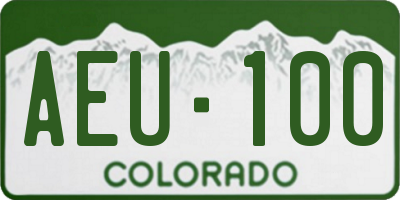 CO license plate AEU100